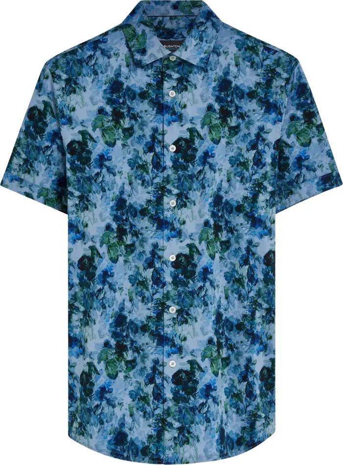 OoohCotton® Floral Short Sleeve Button-Up Shirt | Nordstrom