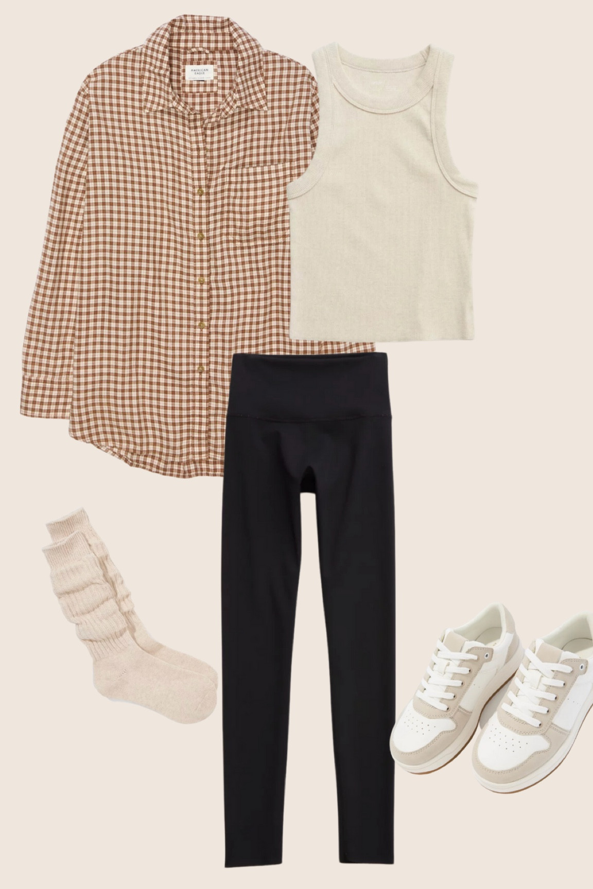 Neutral comfy fall fit. Aerie sale. Leggings. Fall sneakers. Flannel 

#LTKSale #LTKsalealert #LTKfindsunder50