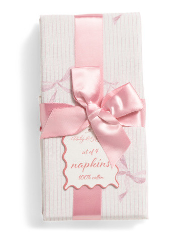 Set Of 4 Bow Pinstripe Napkins | TJ Maxx