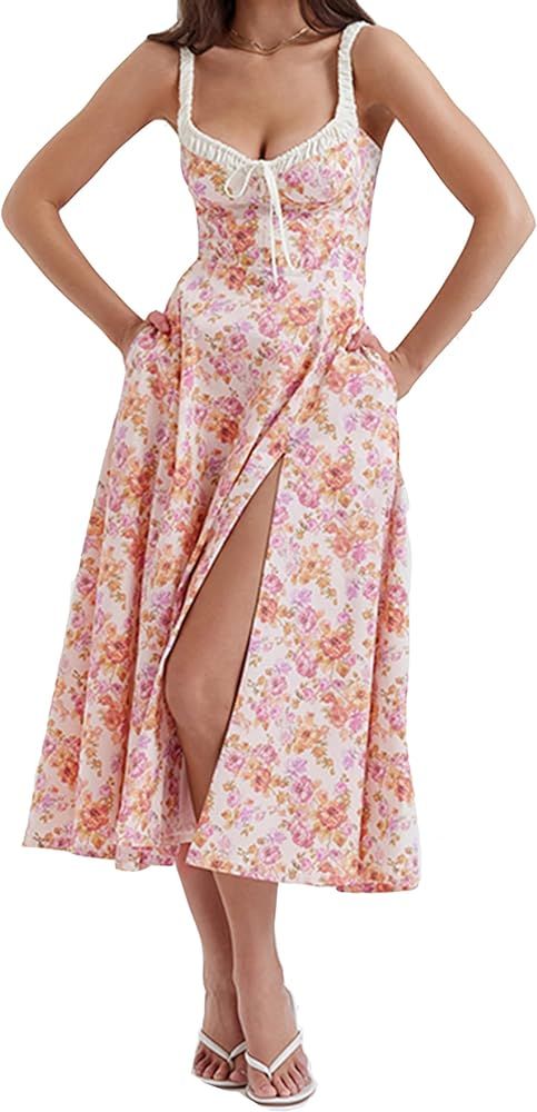 Summer Dresses for Women 2023 Floral Dress Casual Flowy Beach Maxi Dresses Party Dress Casual Flo... | Amazon (US)