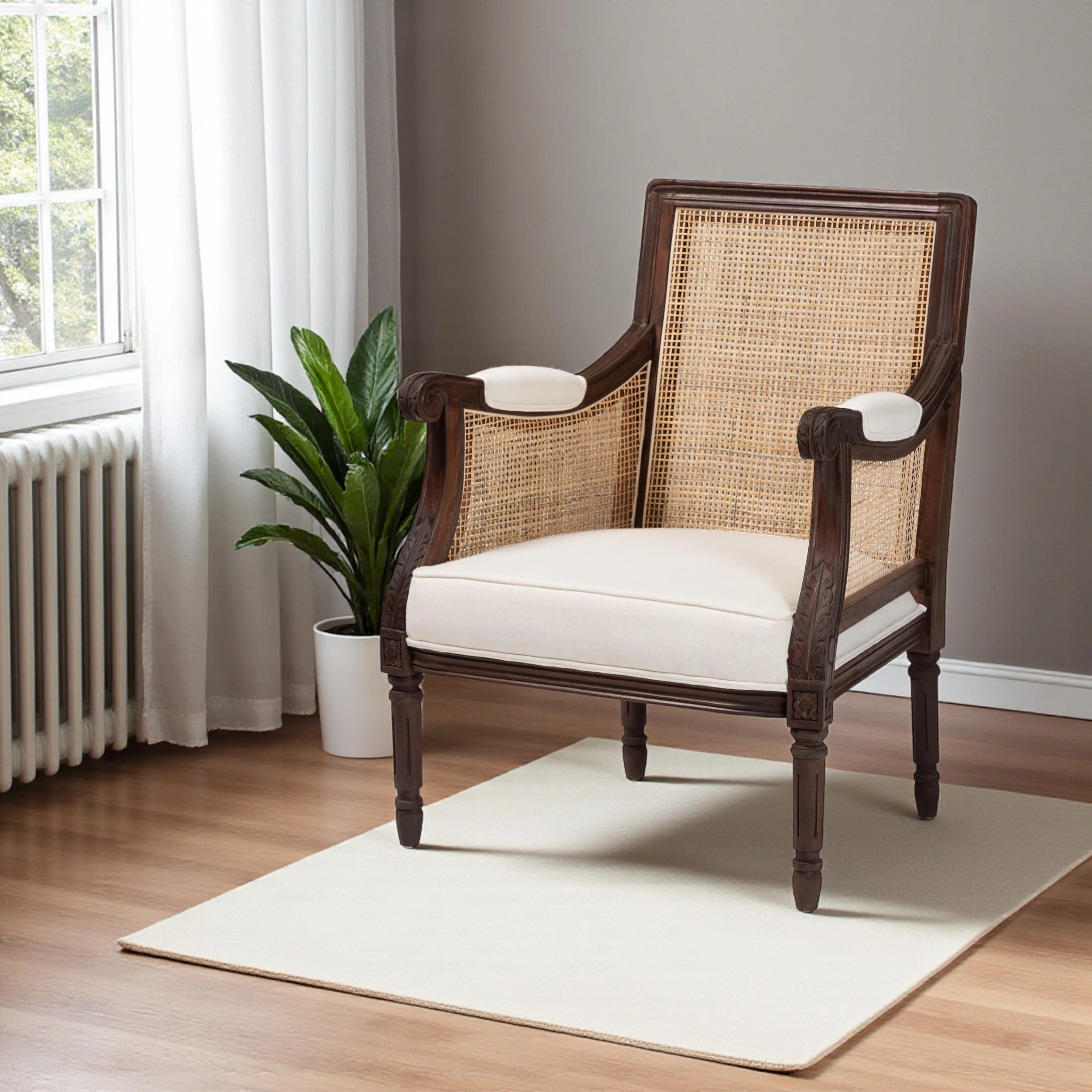 Walsh 26.4'' Rattan and Bayur Wood Wide Armchair | Wayfair North America