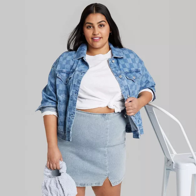 Women's Notch Front Seamed Denim Mini Skirt - Wild Fable™ | Target