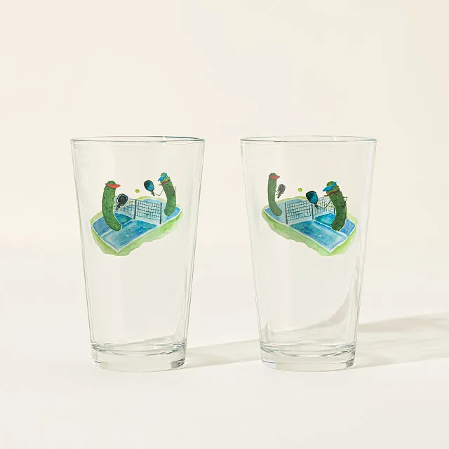 Pickles Playing Pickleball Pint Glass Set | UncommonGoods