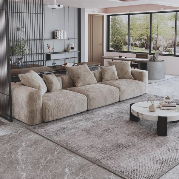 Corduroy Upholstered 3 - Seater Sofa Modular Sofa For Living Room | Wayfair North America