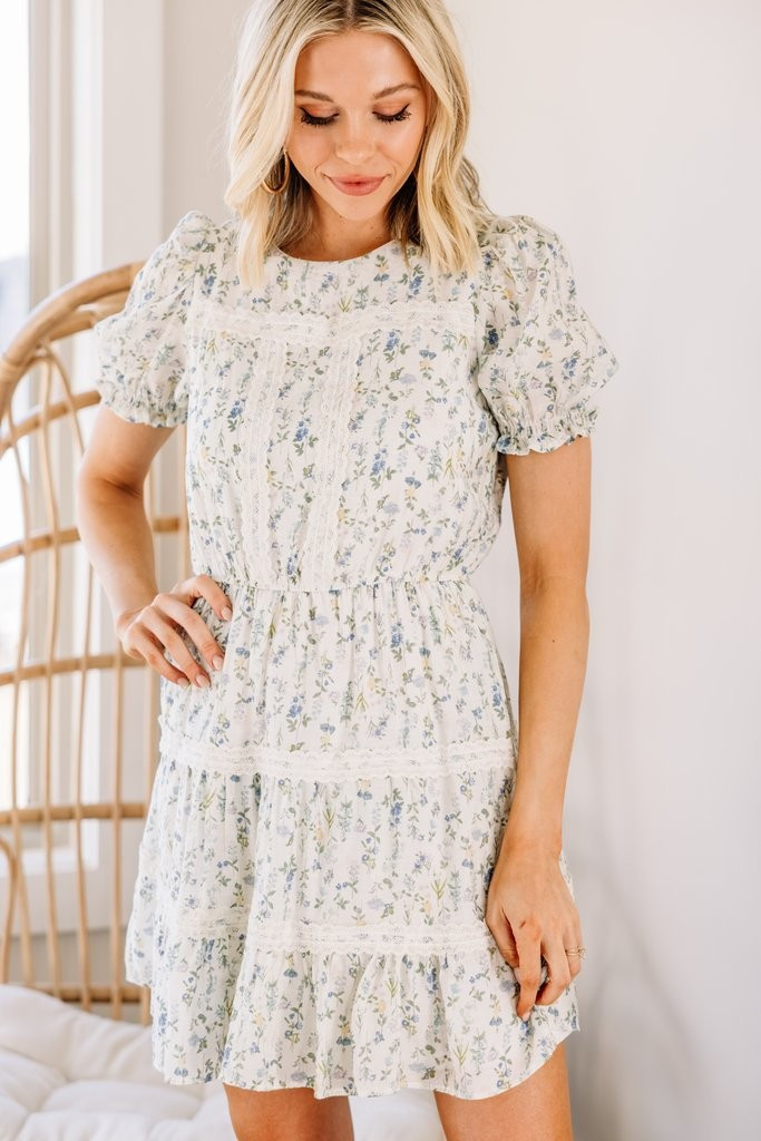 On The Horizon Ivory White Floral Dress | The Mint Julep Boutique