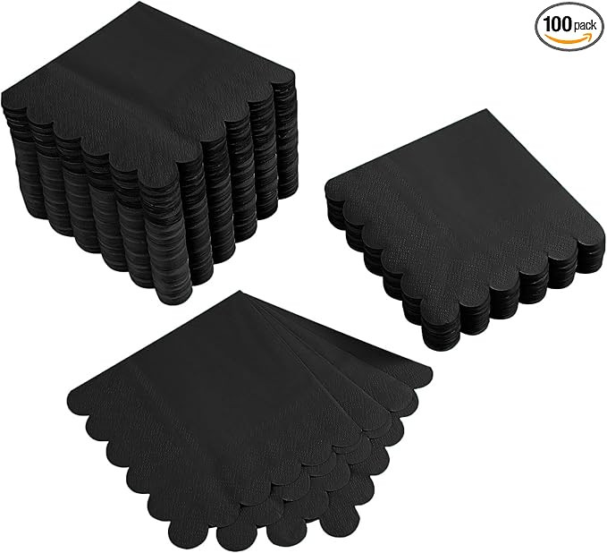 100 Pack Cocktail Napkin 2-Ply Scalloped Edged Dessert Napkins Folded 5 x 5 Inches Disposable Nap... | Amazon (US)