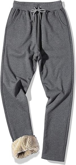 MACHLAB Men's Thermal Fleece Jogger Pants Sherpa Lined Sweatpants Winter Warm Thick Track Pants | Amazon (US)