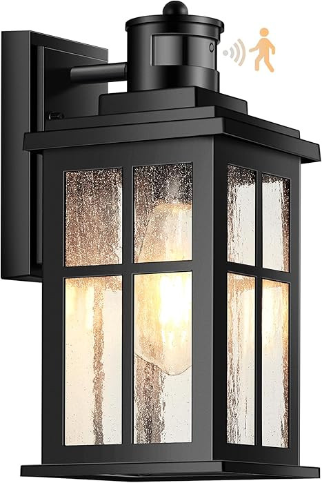 VIANIS Motion Sensor Outdoor Light Fixtures Wall Mount, Black Porch Lights Outdoor Lantern, Anti-... | Amazon (US)
