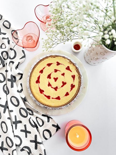 HEART CHEESECAKE ♥️ 

INGREDIENTS:
1 pie crust
20oz cream cheese, softened
1 cup sugar
1 ½ TBSP flour
2 eggs + 2 egg yolks
1 tsp vanilla
1 TBSP sugar
1 ½ tsp cornstarch
1/3 cup water
1 ½ cup frozen raspberries
DIRECTIONS:
Beat cream cheese & sugar in mixer.
Add rest of ingredients and mix until combined. Pour filling into crust.
In saucepan, whisk sugar & cornstarch. Stir in water & raspberries.
Bring to boil & whisk for 5min until thick. Strain puree to remove seeds. Cool. Use a dropper & make dots in a circle on cheesecake. Run toothpick through the center of each heart.
Bake 350 for 45 minutes.


#LTKSeasonal #LTKhome #LTKfamily