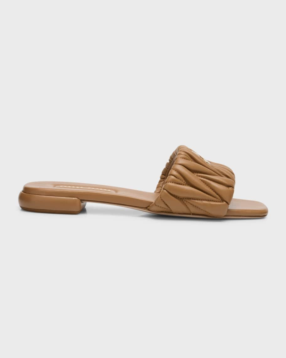 Miu Miu Quilted Leather Flat Slide Style | Neiman Marcus