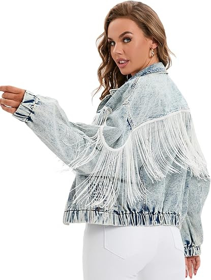 Justalwart Oversized Denim Jacket for Women Long Sleeve Classic Loose Jean Trucker Jacket | Amazon (US)