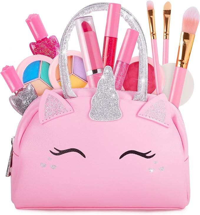 Kids Real Makeup Kit for Little Girls: with Pink Unicorn Purse - Real, Non Toxic, Washable Make U... | Amazon (US)