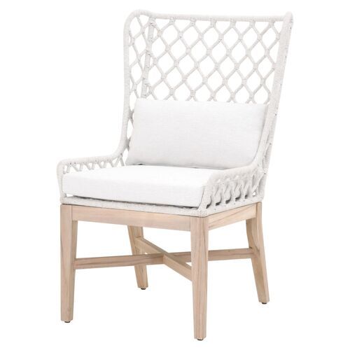 Ann Outdoor Rope Wingback Chair, Gray/White | One Kings Lane