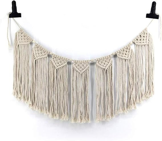 Macrame Wall Hanging, Woven Macrame Curtain Wall Decor Boho Chic Home Decoration for Apartment Be... | Amazon (US)