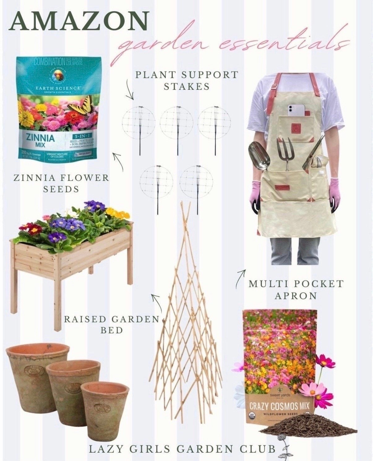 Shop some of my garden essentials from Amazon! 

Zinnia flower seed mix, wildflower seed mix, gardening apron, gardening bamboo trellis, raised garden bend, gardening pots, garden stakes

#LTKSeasonal #LTKHome #LTKSaleAlert