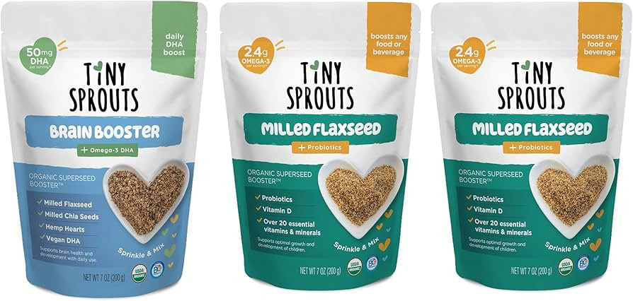 Tiny Sprouts Organic Milled Chia, Flaxseed and Hemp Heart Brain Booster 1-Pack and Milled Flax Se... | Amazon (US)