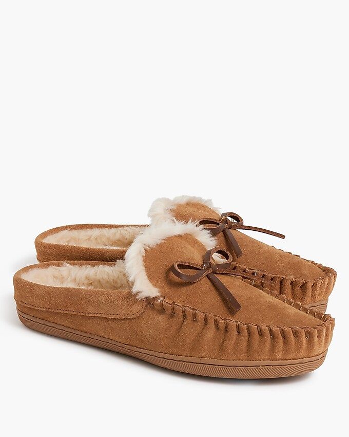 Slip-on suede shearling slippers | J.Crew Factory