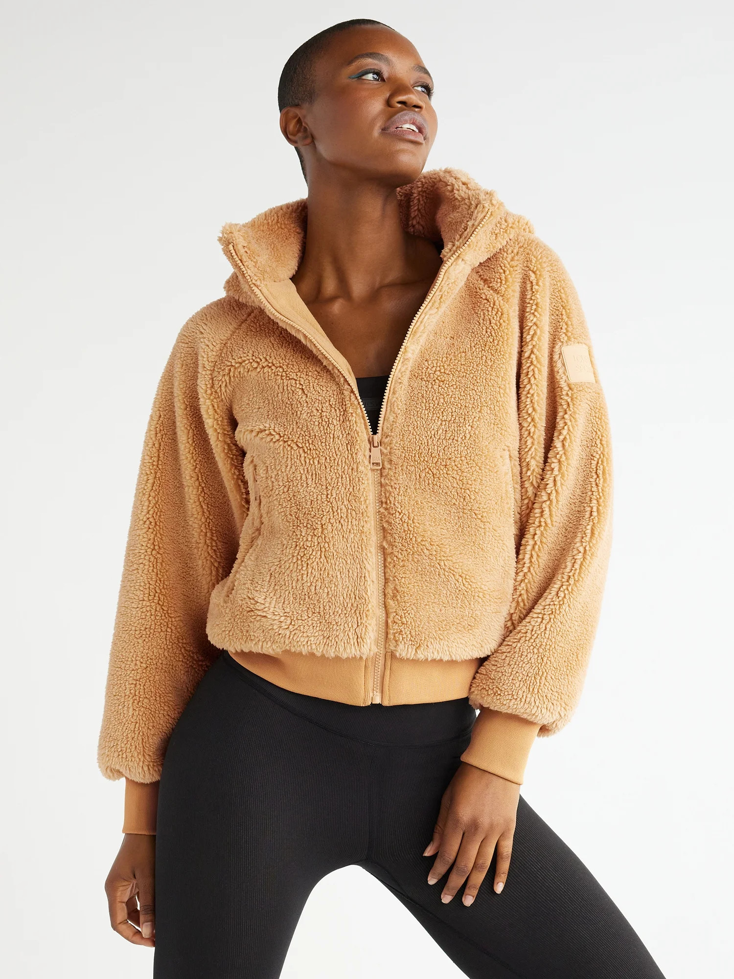 Love & Sports Women’s Faux Sherpa Jacket with Hood, Sizes XS-3XL | Walmart (US)