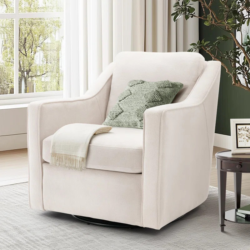 Charitini Big & Tall Removable Wide Swivel Accent Chair, Full Back Upholstered Fabric Lounge Chai... | Wayfair North America