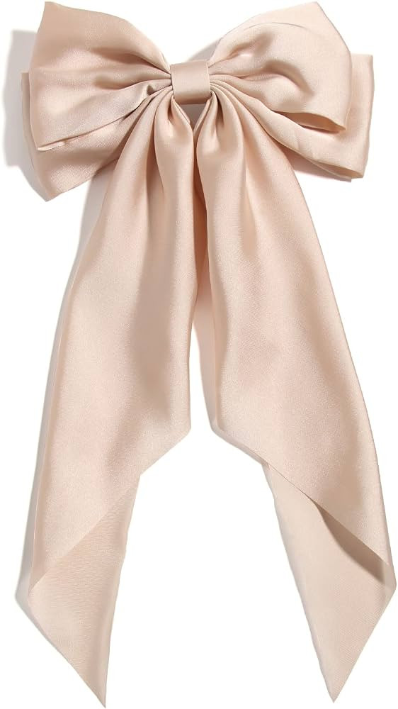 Women Big Bow Barrettes Girl'S Satin Hairclips Long Ribbon Hair Pins Accessories for Party, Bow H... | Amazon (US)