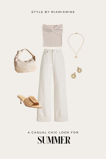 Neutral summer outfit / chic summer outfits for brunch and lunch
Abercrombie tube top under $30
Agolde white wide leg jeans
Anthropologie woven handbag on sale
Schutz raffia sandals 

#LTKStyleTip #LTKFindsUnder100 #LTKFindsUnder50