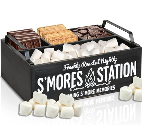 R&A Catalog Wooden Smores Station Kit for Fire Pit Smores Maker, Smores Caddy Organizer for S'Mores Station, Smores Bar Station for Smores Kit Camping Decor, Smores Organizer BBQ Housewarming Gift | Amazon (US)