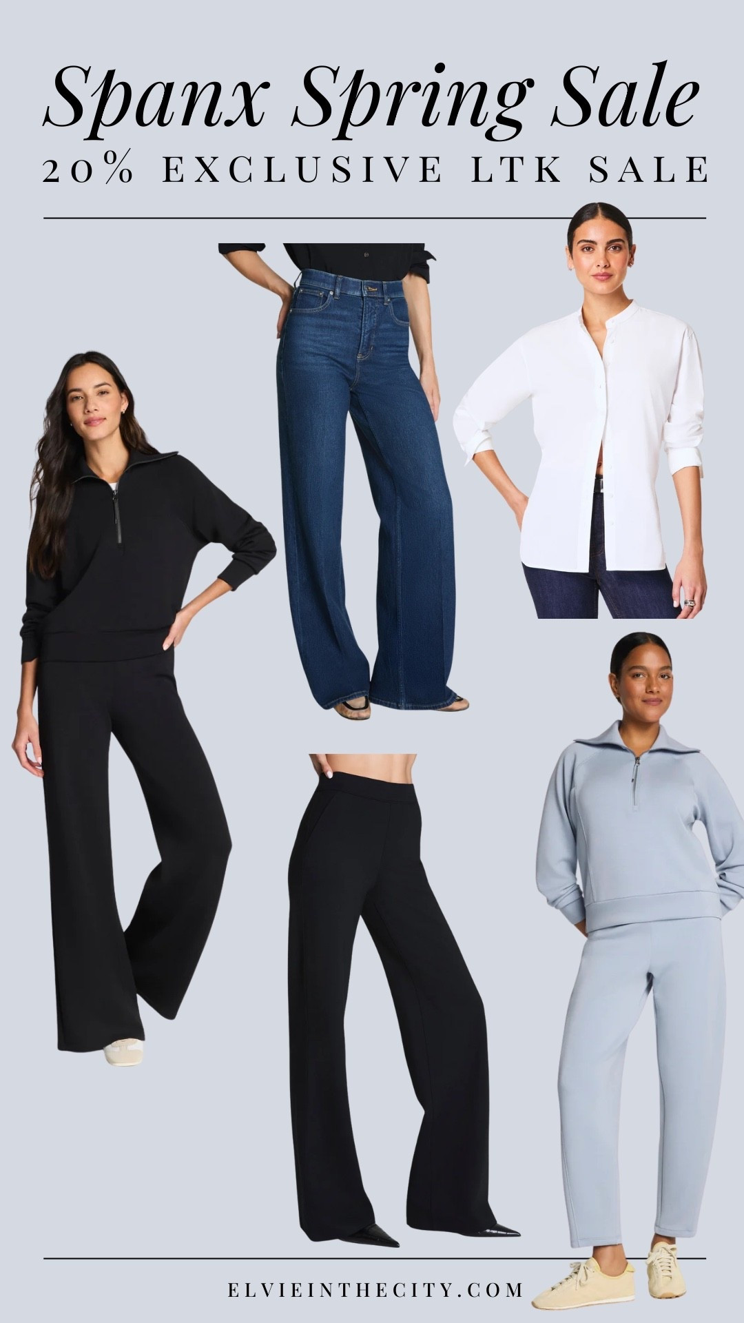 Take 20% off at Spanx during the LTK Spring Sale (use code LTKSPANX at checkout). Some of my favorites include a black half zip pullover and matching wide-leg pants, shaping wide-leg jeans, a poplin tunic top, wide-leg pointe pants, a blue half zip and matching slim straight-leg pants.

Fashion over 40, over 50 style, shapewear, spring outfit idea, travel outfit

#LTKSpringSale #LTKOver40 #LTKSaleAlert