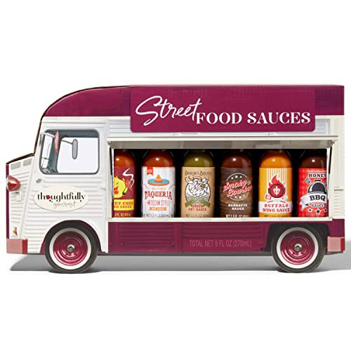 Thoughtfully Gourmet, Street Food Sauces Hot Sauce and BBQ Gift Set, Flavors: Diablo Wings Sauce, Louisiana and More, Vegan and Vegetarian, Set of 6 | Amazon (US)