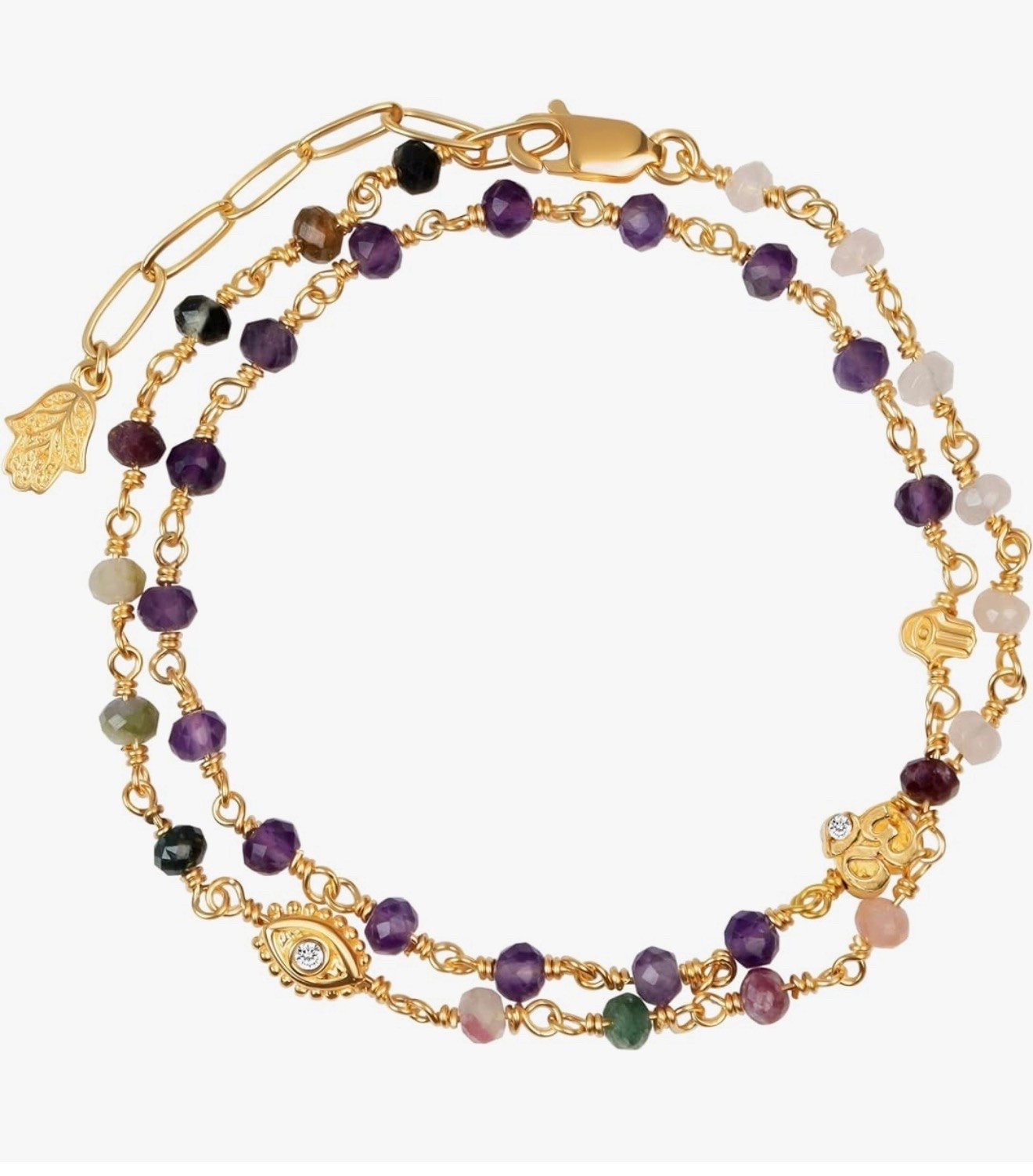 KARMA AND LUCK Spirit of Love - Genuine Garnet Stones 925 Sterling Silver- 18K Gold Plated Wrap Bracelet for Women with Gorgeous Heart Charms. Ready to Gift for Her

#LTKootd #LTKTravel #LTKWorkwear