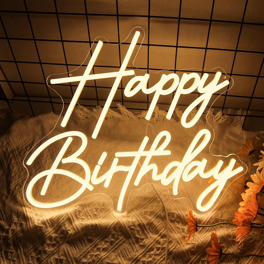 Happy Birthday Neon Sign for Wall Decor, Dimmable LED Happy Birthday Light Up Sign, Happy Birthda... | Amazon (US)