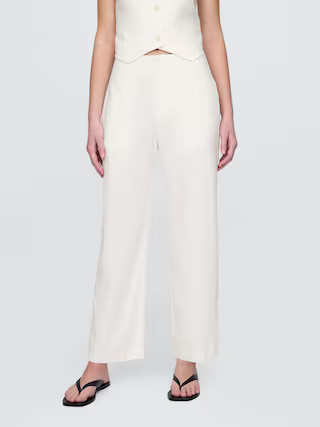 Linen-Blend Relaxed Straight Ankle Pants | Gap (US)