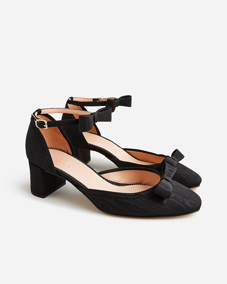 Millie bow ankle-strap heels in moiré | J.Crew US