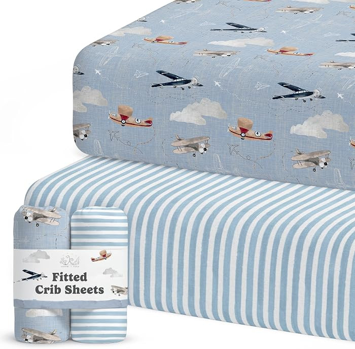 Crib Sheets Neutral - Fitted Baby Crib Sheets Bed for Girl Boy - 2 Pack Standard & Toddler Mattre... | Amazon (US)