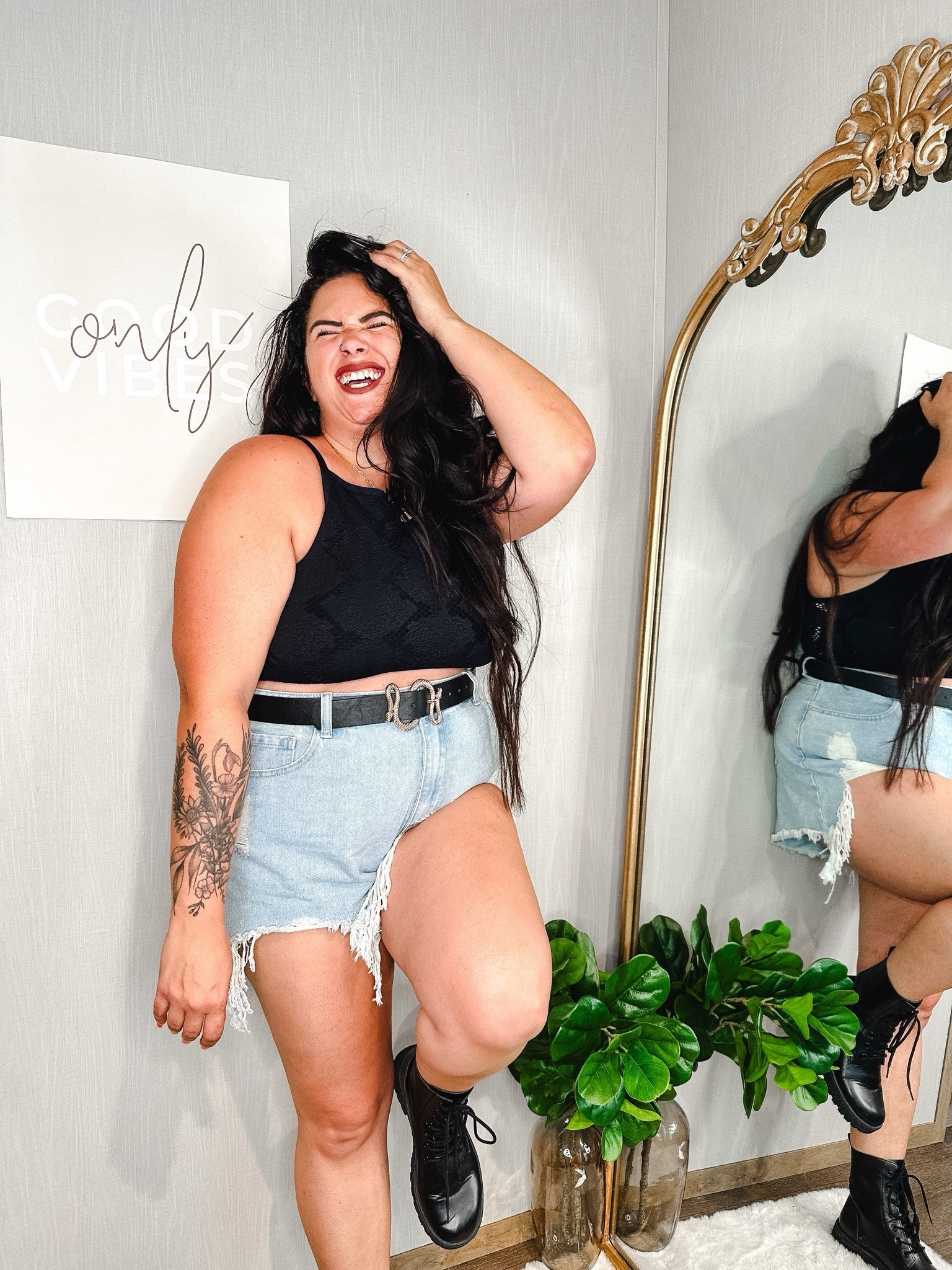 Edgy outfit inspo 

Aerie, crop top, bralette, combat boots, women’s shoes, shorts 

#LTKSale #LTKplussize #LTKSeasonal