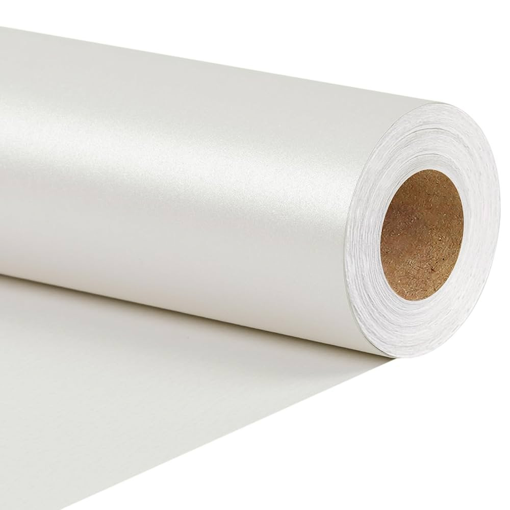 LaRibbons White Wrapping Paper, Mini Roll-17 Inch x 33 Feet, Solid Color Pearly-Lustre Gift Wrapp... | Amazon (US)