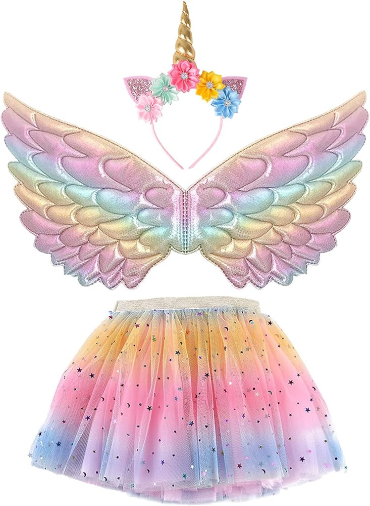Toddler Fairy-Unicorn-Wings-Costume for Girls 3-9 Y/O Unicorn Gifts Pretend Play Halloween Birthd... | Amazon (US)