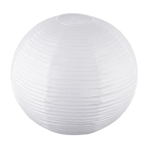 23.6" White Round Paper Lanterns, Large Hanging Paper Lamp Shade, Chinese/Japanese Paper Lantern Pendant Light for Party Decoration, Wedding, Home Decor Ceiling Lampshade(1 Pack) | Amazon (US)