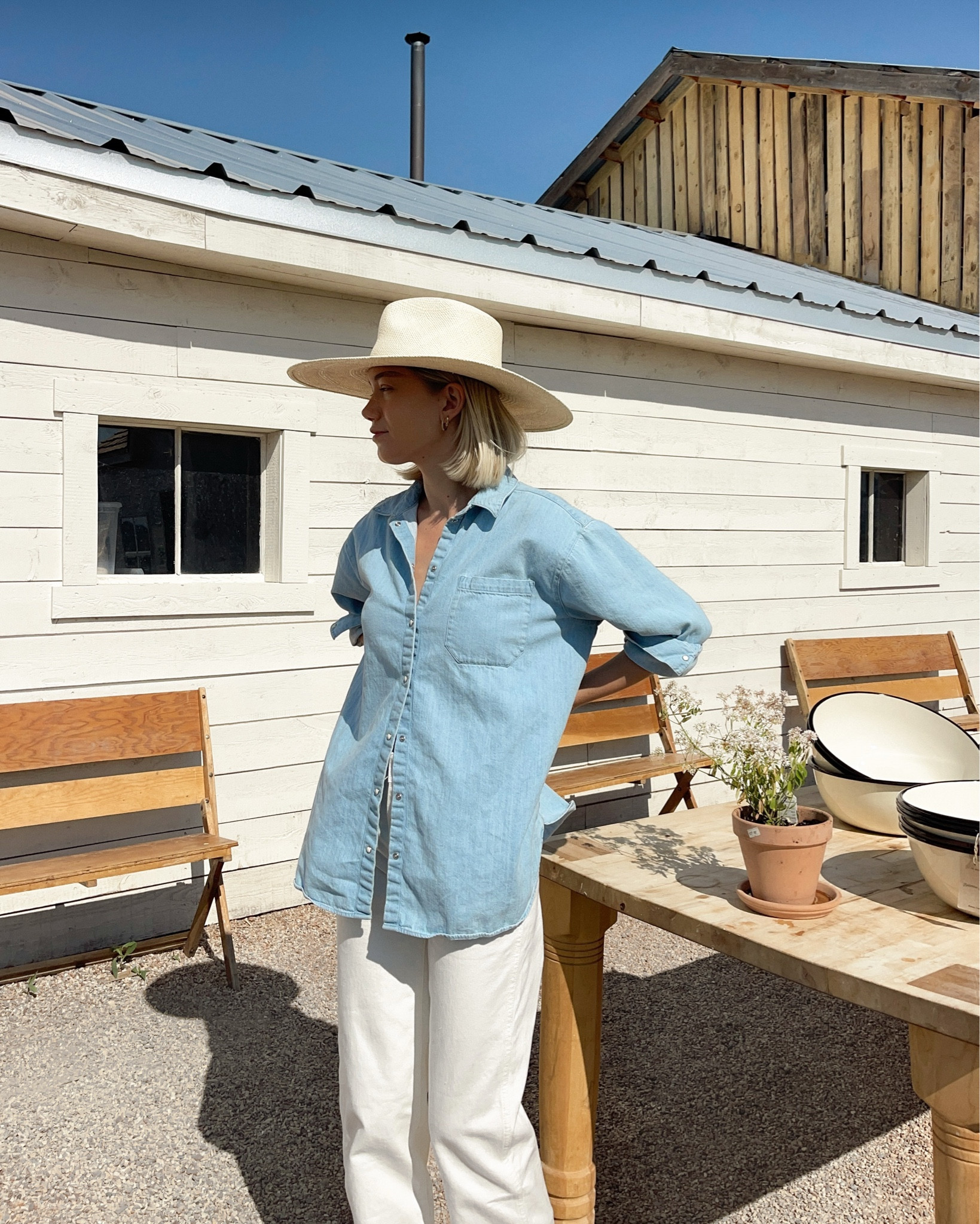 denim on denim 🤠 everything linked,  wearing a size up in the button down for an oversized look! 

#LTKSaleAlert #LTKFindsUnder100 #LTKStyleTip