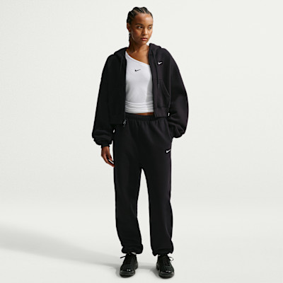 Nike Women's Studio Fleece Medium Weight High-Rise Oversized Cuffed Pants in Black | IM8074-001 | Nike (US)