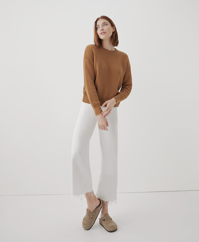 honeycomb knit crew sweater | Pact Apparel