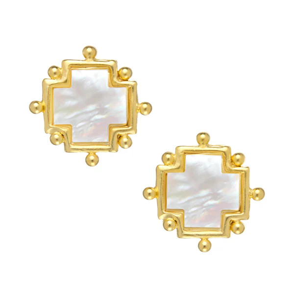Mother of Pearl Cross Studs | Susan Shaw