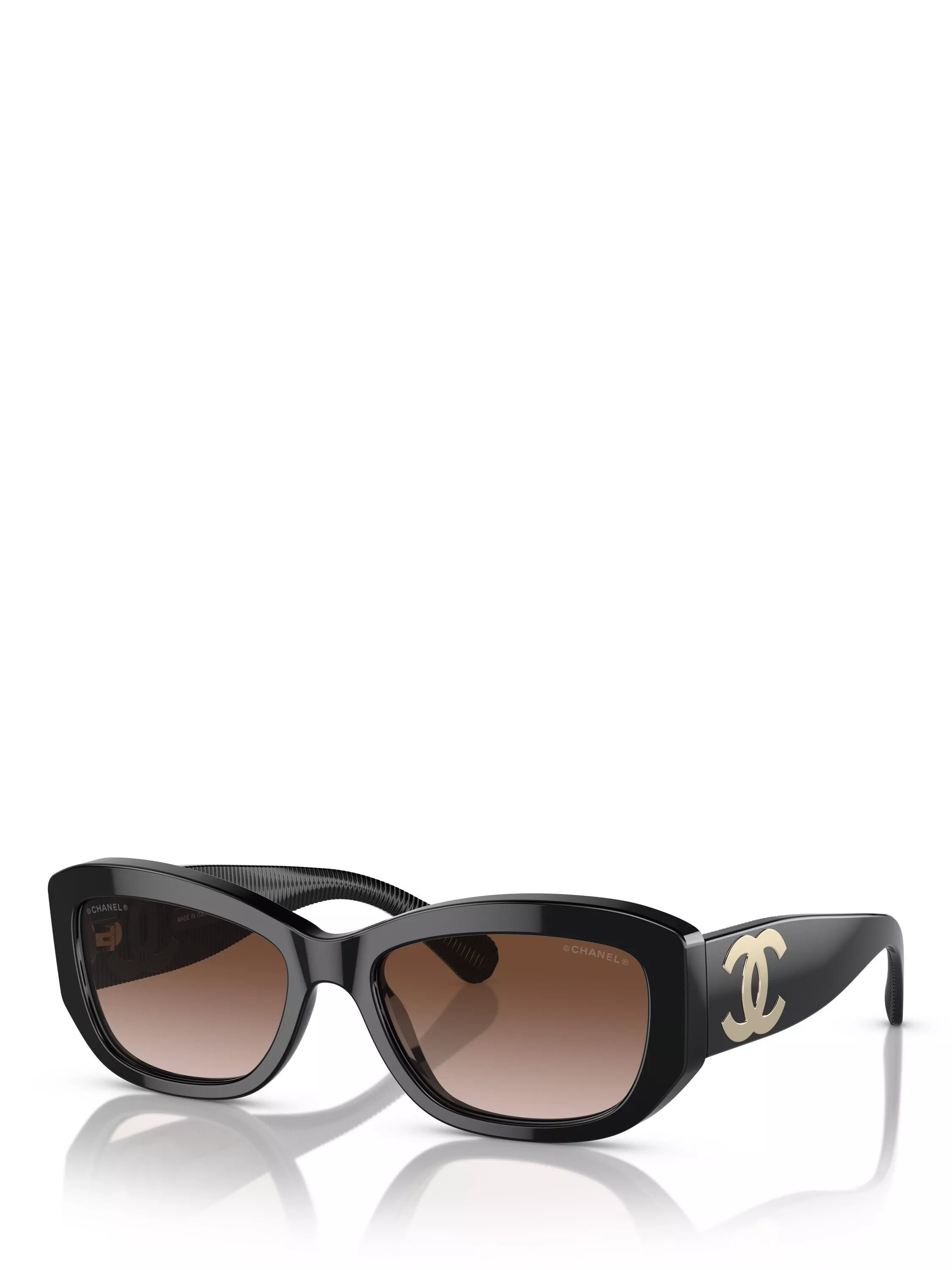 CHANEL Women's Rectangular Sunglasses CH5493A, Black/Brown Gradient | John Lewis (UK)
