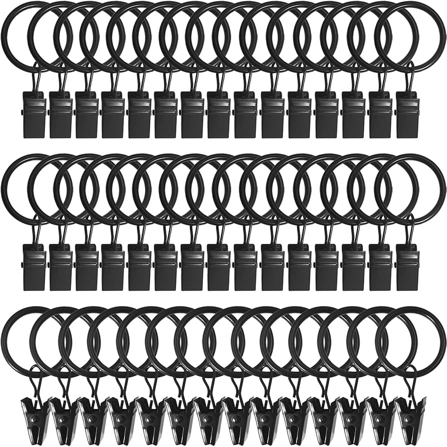 44 Pack Curtain Rings Hooks, Hanger Clips for Hanging Drapery Drapes Bows, 1 inch Interior Diamet... | Amazon (US)