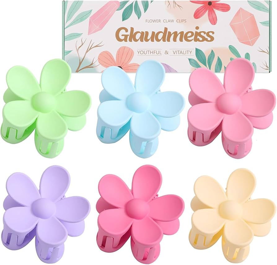 6PCS Flower Hair Clips, Matte Claw Clips for Women Girls, 3.15 Inches Long, Strong Hold Cute Clip... | Amazon (US)