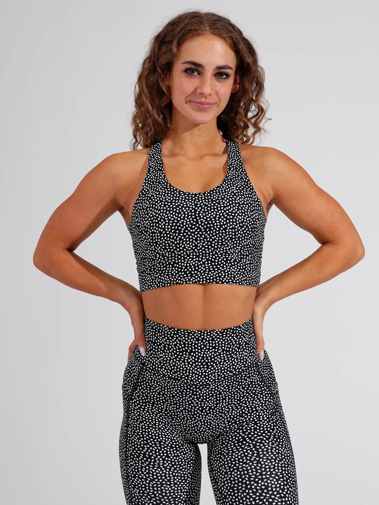 Rosa Sports Bra - Black Bossy Print | Buffbunny