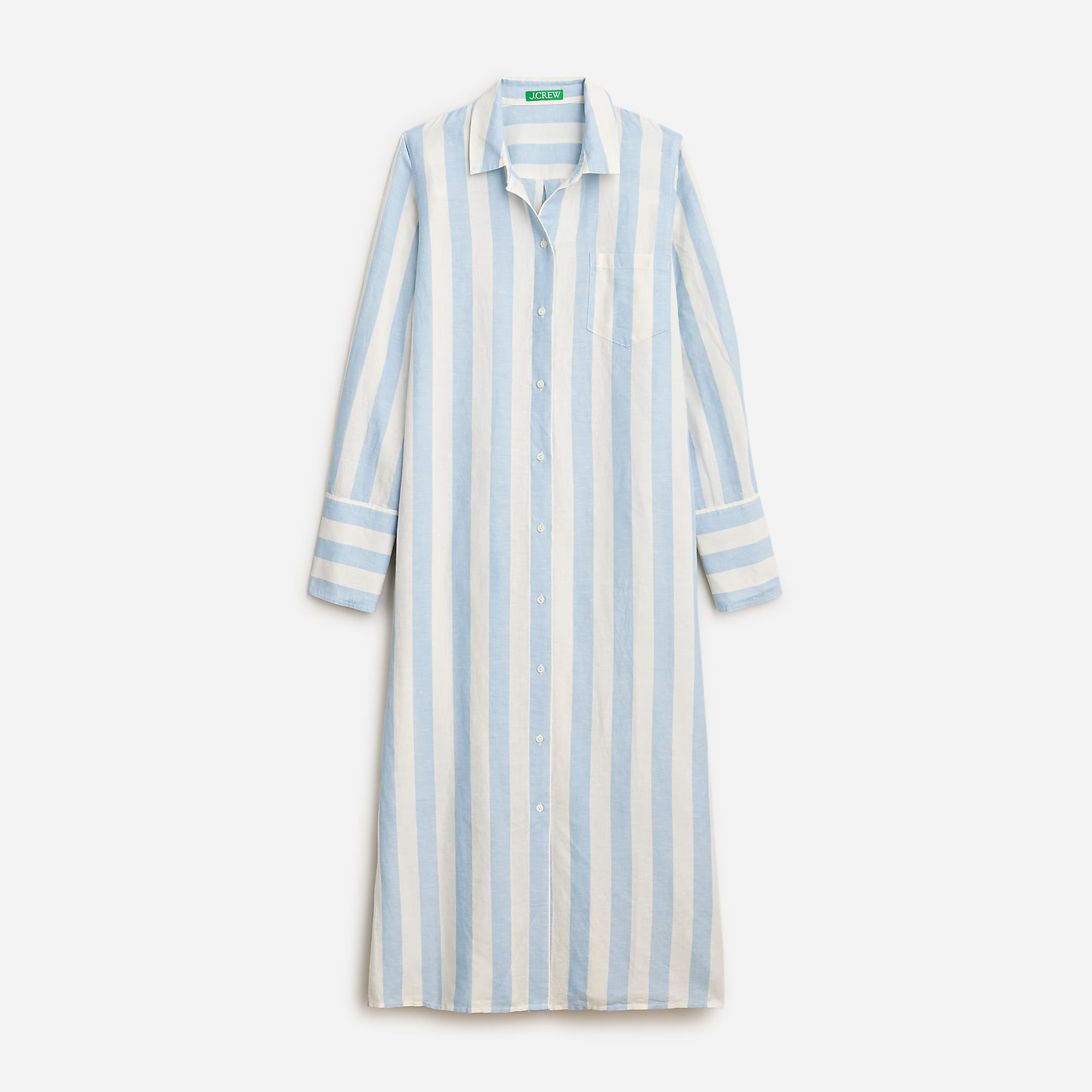Long cotton-linen beach shirt in stripe | J. Crew US