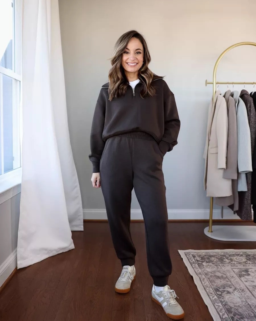 Three petite-friendly matching sets for cozy Fall days! 

Outfit 1:
Fleece quarter zip (Old Navy): petite xs
Brown pants (Old Navy): petite xs
Layering top (Quince): xs Socks (Amazon)
Sneakers (Gola): tts

Outfit 2:
Straight pants (Spanx): petite xs - 26” inseam
Blue sweatshirt (Spanx): xs - size down if possible
Sneakers (Quince): tts

Outfit 3:
Purple pants (Amazon): xs 28” inseam, silky feel (not fleecy), medium weight
Top (Amazon): xs - runs a little large
Denim jacket (Madewell): xxs
Sneakers (Gola): tts

Travel outfits, matching sets, petite fashion

#LTKPetite #LTKSaleAlert #LTKSeasonal