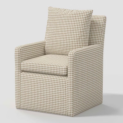 Pacific Ridge Pillowback Chair Kale Gingham Taupe Cream - Threshold™ designed with Studio McGee: Linen-Cotton Blend, No Assembly | Target