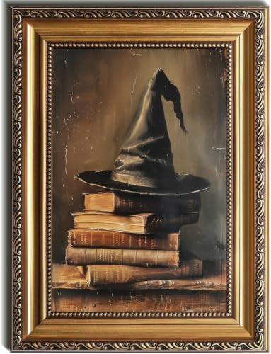 Kizbok Gold Framed Wall Art for Home Decor, Vintage Witch Wall Art Halloween Decor, Spooky Witch in Dark Forest Canvas Prints for Wall Decor, Rustic Halloween Pictures Wall d ecor for Dark Academia D ecor, Aesthetic Witchy Poster Bedroom Framed Art Gothic Picture for Bedroom, Living Room, Bathroom, Gallery, Shelf decoration - 12x16inch | Amazon (US)