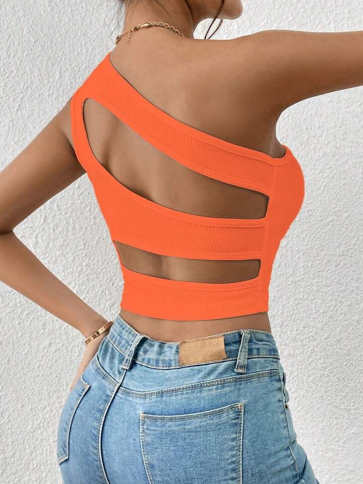 SHEIN BAE One Shoulder Cut Out Crop Top | SHEIN